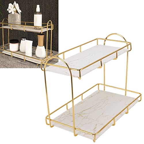 Étagère de salle de bain à 2 niveaux dorée pour articles de douche