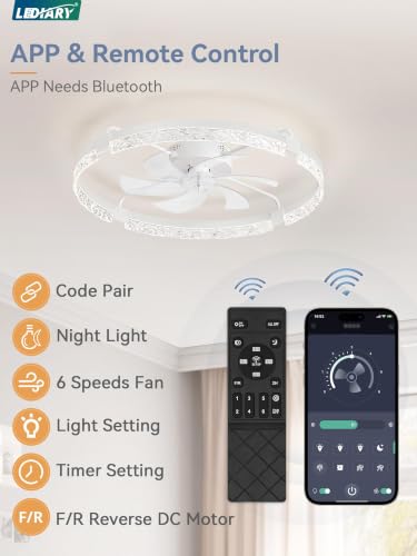 Image of LEDIARY 30 Inch Ceiling Fans with Lights White