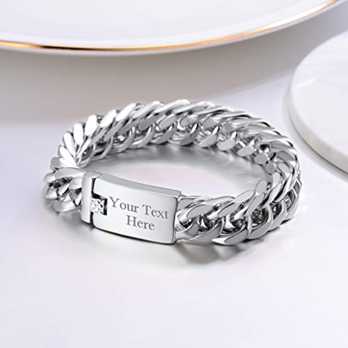Image of PROSTEEL Stainless Steel Franco Chain Bracelet, Trendy Chunky Bracelets for Men Women, Black /18K Gold Plated, W: 8mm /12mm /17mm, L: 7.5 inch /8.3 inch /9 inch, Come Box