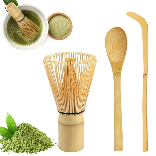 Kit Cérémonie Matcha - 4 Fouets Bambou + 2 Cuillères + Support Céramique - Rouge