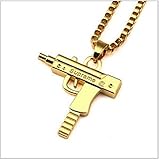  Halskette + Anhänger, UZI-Motiv, mit Gravur \