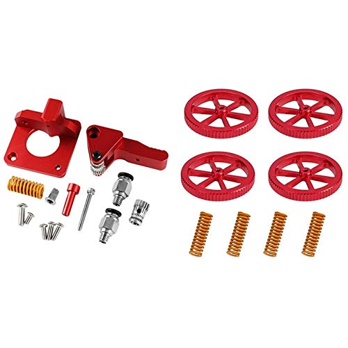 Lysee 3D Printer Parts & Accessories - 3D Printer Accessories Cr-10S Pro Ender-3 Double Pulley Extruder with 4PCS Upgraded Hand Twist Leveling Nut - (Color: red)