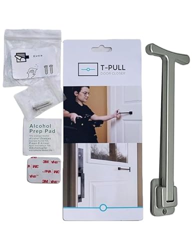 T-Pull Retractable Door Closer for Wheelchair Users - Premium Aluminum with Auto-Return Handle - Canadian Made Accessibility Aid (Silver)