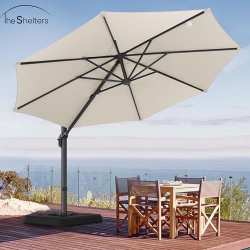 Image of THESHELTERS - Premium Garden Umbrella 360 Degree Rotating Stylish and Durable Outdoor Garden Umbrella with Heavy-duty Water Base (95Kgs)- Patio and Lawn Umbrella, 2.5x2.5m Big Size Outdoor Umbrella with Stand