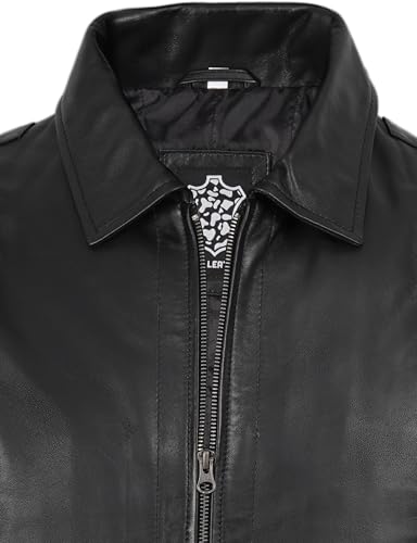 Image of fjackets Men's Real Lambskin Leather Jacket - Shirt-Collar Moto Biker Style Year-Round Wear