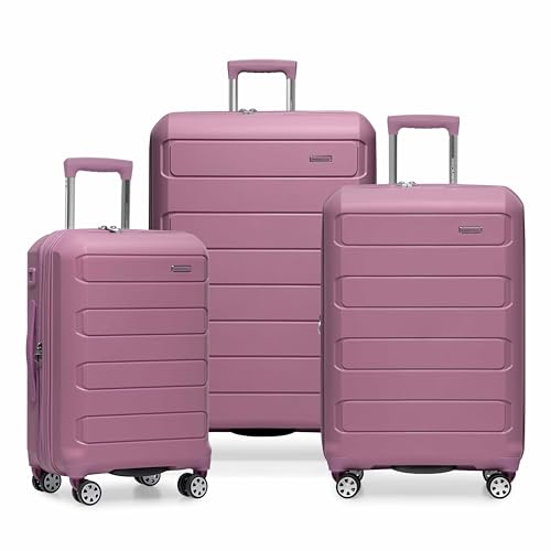 Travelers-Choice-Pagosa-Indestructible-Hardshell-Expandable-Spinner-Luggage-Mauve-3-Piece-Set-222630 Traveler's Choice Pagosa Indestructible Hardshell Expandable Spinner Luggage, Mauve, 3-Piece Set (22/26/30) - Image 1