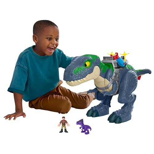 Fisher-Price Imaginext Jurassic World: Die Wiedergeburt Dinosaurier Spielset, Ultimate Action Chomp T.rex, ca. 46 cm großes Dinosaurierspielzeug mit Licht, Geräuschen, JGR40
