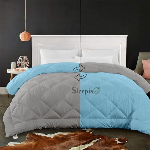 Image of 600 GSM Heavy Winter Single Bed Comforter | Microfiber, Breathable, Reversible,Soft, Lightweight & Machine Washable Comforter for Single Bed 60x90 Inch - SkySilver