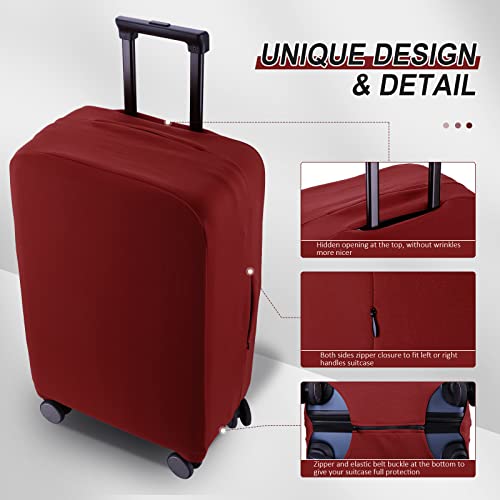 Travel Luggage Cover Suitcase Protector Scratch-Resistant Fit 19-31 Inch Suitcase, Not Included Suitcase (Claret, SX(22-23 inch))3