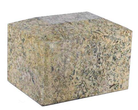 Khan Imports Tan Fossil Stone Urn Vault for Human Ashes, Adult Marble Cremation