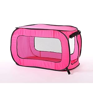 Beatrice Home Fashions Portable, Collapsible, Pop Up Travel Pet, Cat and Dog Kennel, 36″ L x 22″ W x 22″ H, Fuchsia