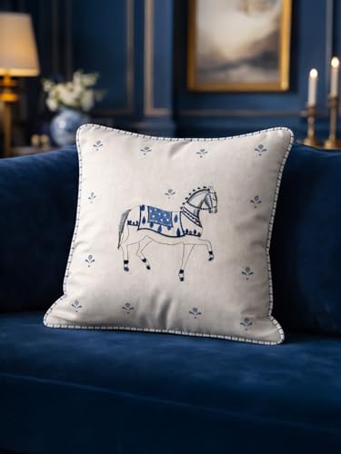 Image of Ashva Hand Block Print Cushion Covers | Size - 16 x 16 Inches | 100% Cotton Fabric | Decorative Throw Pillow Covers for Sofa, Bed & Living Room | Soft & Durable Jaipuri Cushion Cover | Set of 2