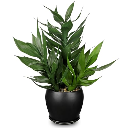 Image of Arborus Artificial Bamboo Plants Indoor 19.6" Tall Fake Lucky Bamboo Plant in Black Pot Decorative Artificial Green Plants for Home Office Kitchen Bathroom Decor
