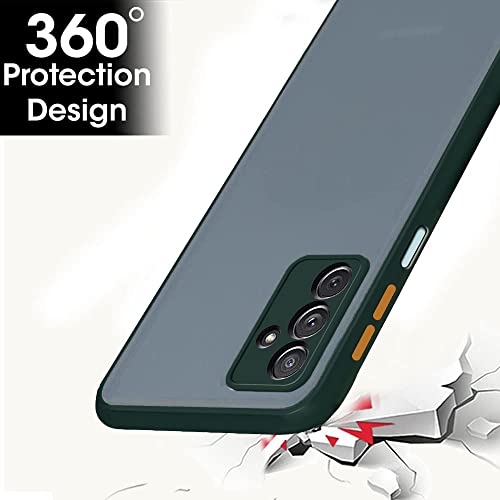 Image of TheGiftKart Translucent Hybrid Back Cover Case for Samsung Galaxy F23 5G | Smoked Matte Back | 360 Degree Protection | Protective Hard Back Case Cover for Samsung F23 (PC & TPU | Green Bumper)