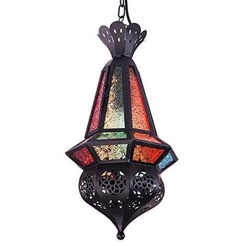 CSDM.AI Turkish Moroccan Mosaic Glass Chandelier Lights, Vintage Hanging Light for Home, Living Room, Outdoor Patio, Size 20Ã—40cm