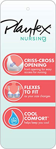 Playtex Women's Nursing Pullover Sleep Bra 2-Pack Us02Pk, White/Small Floral Print Gentle Peach, Medium #TOP3