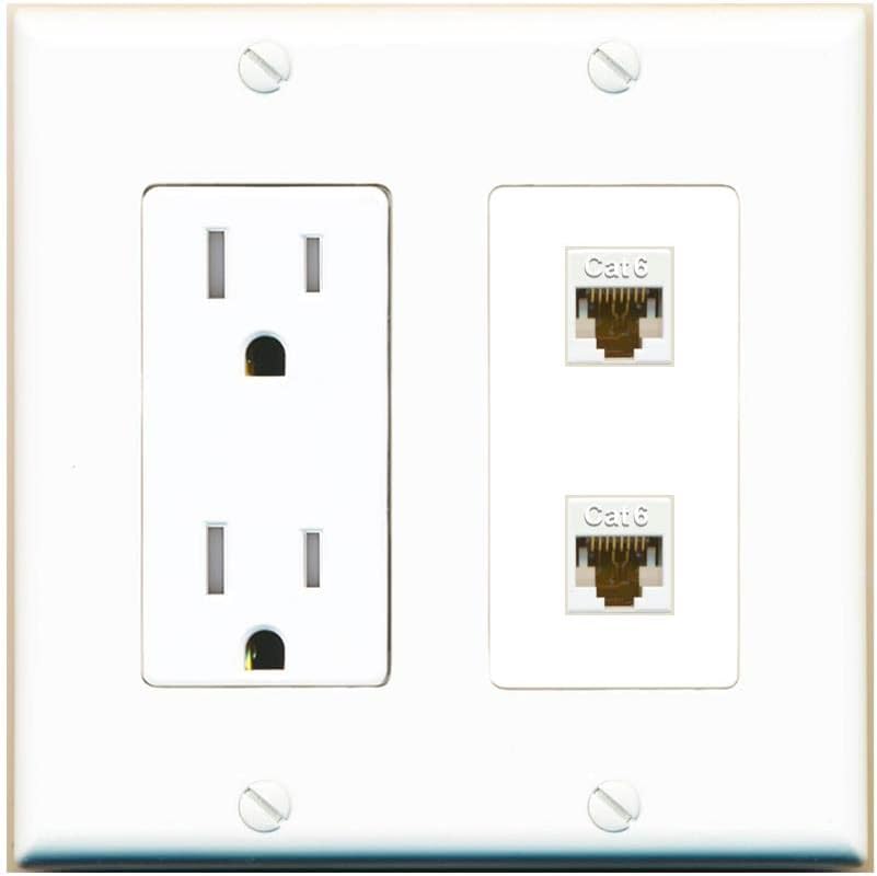 RiteAV 2 Port Cat6 Ethernet Wall Plate - Tamper-Resistant [White/White]