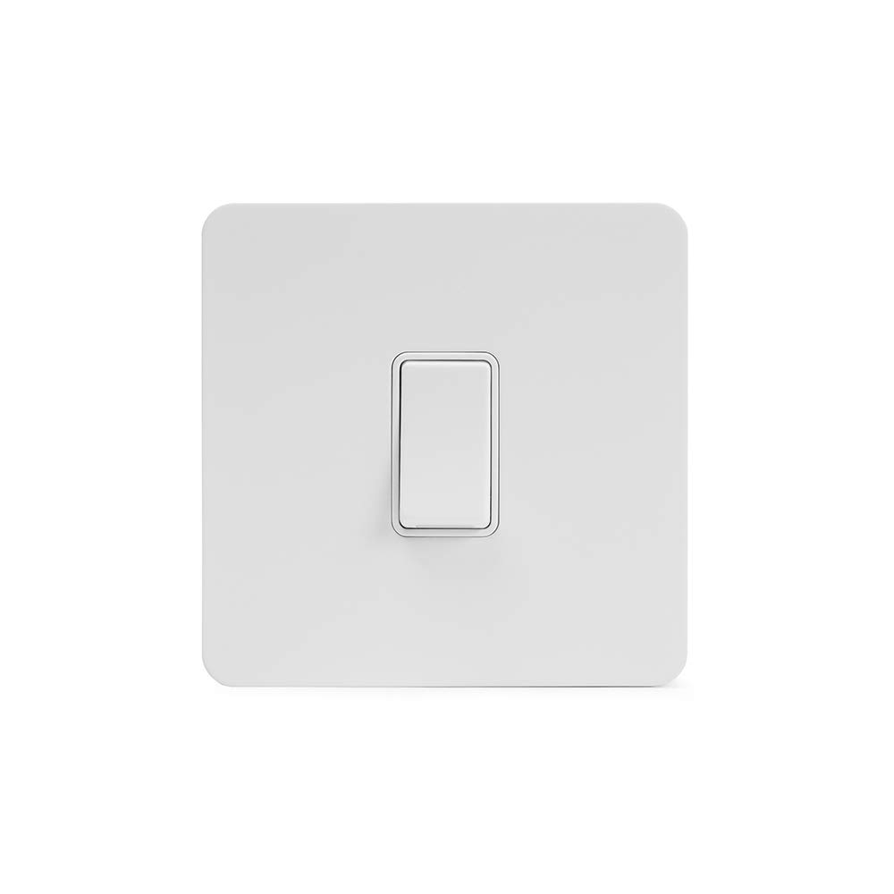 Soho Lighting White Metal Flat Plate 20A 1 Gang Double Pole Switch Wht Ins Screwless