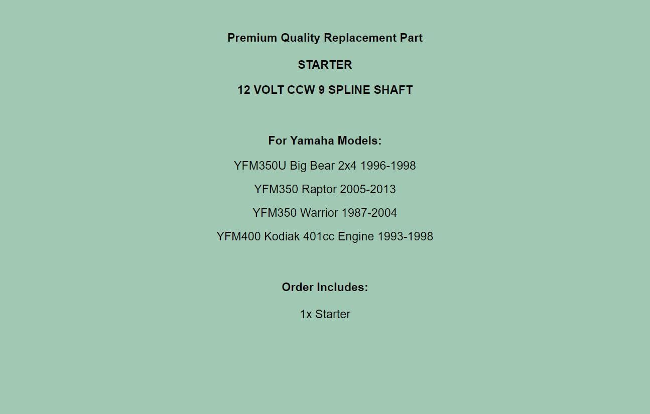 Motor De Arranque Y Relé Para Yamaha YFM350 Warrior Moto Big Bear YFM - Foto 4