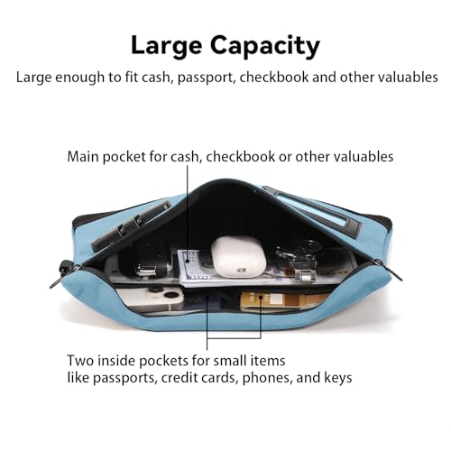 Image of KOSMCCO Money Bag with Lock, 11.8 x 7.9 Inches Durable Canvas Cash Bag Bank Bag for Cash