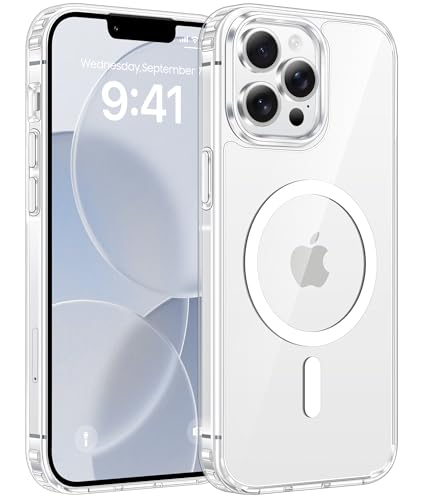 Image of FNTCASE for iPhone 13 Pro Max Case: [Compatible with Magsafe] Anti Yellowing Transparent Clear Magnetic Phone Cover - Military Grade Shockproof Drop Proof Protective for 13 Pro Max 2021 Cases - Clear