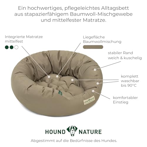 HOUND & NATURE Öko Hundebett St. Moritz - rund, kuschelig und waschbar, Donut Hundekorb für kleine Hunde (S - 65x60 cm - Taupe)