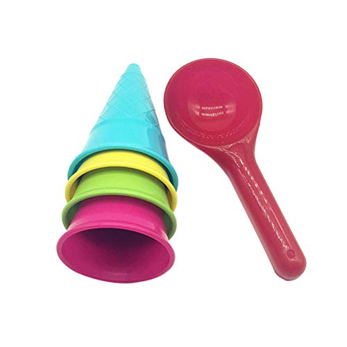 Toyvian Kids Beach Toys Ice Cream Cone Scoop Model Beach Play Toys Children Outdoor Play 5 Pieces (Random Color)