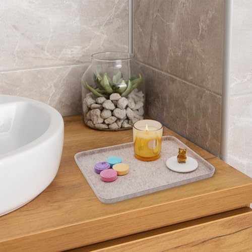 Image of Welaxy Felt Tray Lid for Storage Bins Drawer Organizer bin Cap of Box (M, Oatmeal Lid)