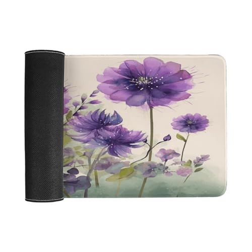 Tapis d'écriture grand format antidérapant avec motif violet aquarelle