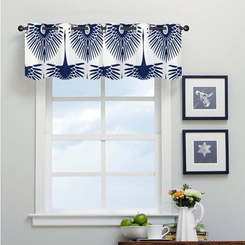 Cenefas de cortina de cisne azul marino de 52 x 18 in, cortinas cortas chinas 4
