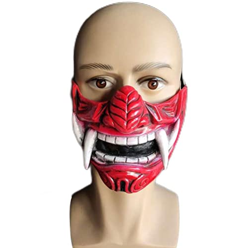 TAIPPAN Máscara Samurai Oni, máscara de látex Japonesa para Cosplay, máscara de Cara de Demonio de Anime, máscara de Fantasma para Disfraz de Halloween, Accesorios de Cosplay Cover