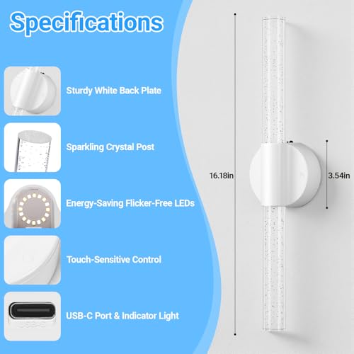Image of VerRon Peel and Stick Rechargeable Magnetic Wireless Wall Sconces Set of 2