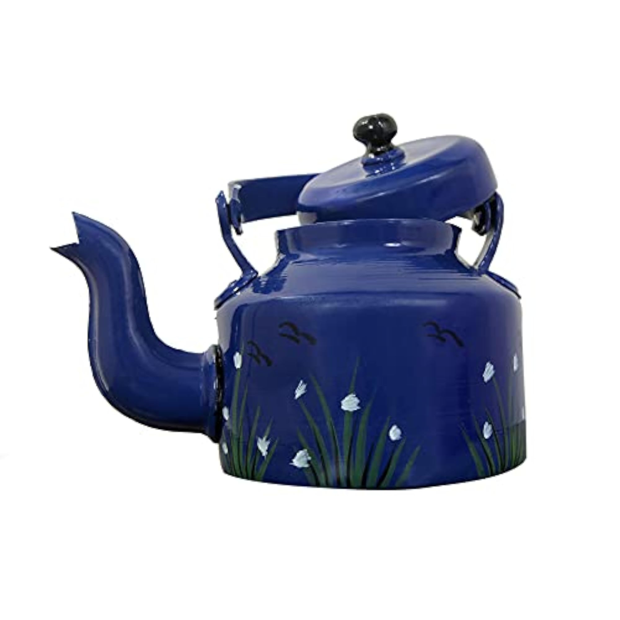 Blue Handpainted Rajasthani Traditional Aluminium Decorative Tea Kettle