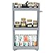 Adorn Home Essentials 3-Tier Narrow, Storage cart Pull-Out, Slide – Out Mobile Commodity Shelf, Rack Organizer Unit on Wheels | Plastic | Grey
