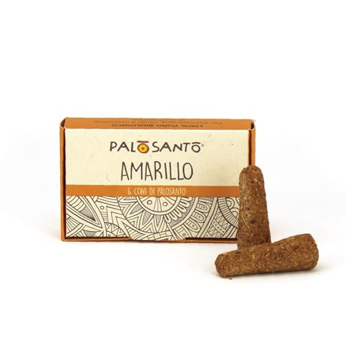 PALOSANTO - Palo Santo Cones from Ecuador – Amarillo - Wild Harvested & Sustainably Sourced Palo Santo Wood - 100% Natural Incense Cones for Yoga, Meditation, Rituals and Protection - 6 pcs