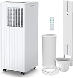  9000 BTU Portable Air Conditioner, 3-in-1 AC Unit with Cooling, Dehumidifier, Fan, 2 Speeds, 24H Timer, Sleep Mode, Quiet, Remote, Window Kit for Home & Office Up to 300sq.ft [Energy Class a]