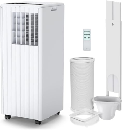  9000 BTU Portable Air Conditioner, 5-in-1 AC Unit with Cooling, Dehumidifier, Fan, 2 Speeds, 24H Timer, Sleep Mode, Quiet, Remote, Window Kit for Home & Office Up to 300sq.ft [Energy Class a]