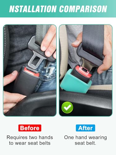 Image of 2 PCS Seat Belt Buckle Holder, Silicone Seatbelt Buckle Booster to Makes Receptacle Stand Upright for Easy Access (Mint Green)