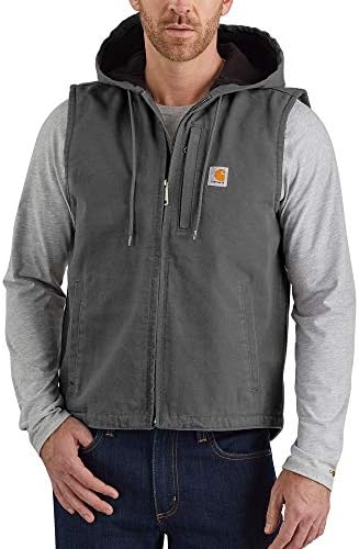 Carhartt Men's Relaxed Fit Washed Duck Fleece-Lined Hooded Vest