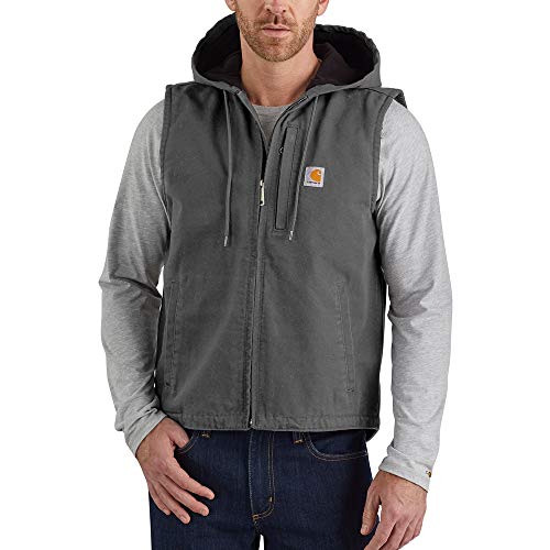 Carhartt Men's Relaxed Fit Washed Duck Fleece-Lined Hooded Vest