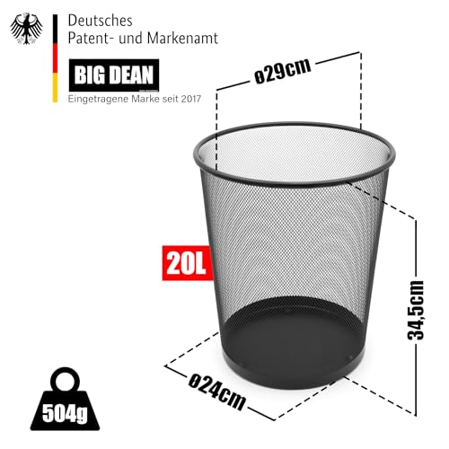 BigDean Papierkorb Büro Mülleimer schwarz 20L Draht - Mülleimer Büro Trash Can Papiermülleimer Abfalleimer Mülleimer – Bild 4