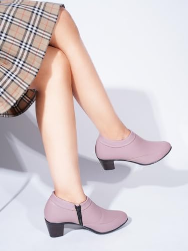 Image of TRYME and Stylish Stunning Block Heel Extra Cushion Inner Sole Boots with Zip Look for Womens and Girls