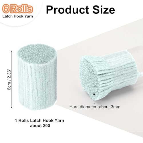 Image of PATIKIL 6 Rolls Latch Hook Yarn, Latch Hook Kit Yarn Precut Hook Rugs Making Crochet Bundles for Latch Hook Rug Adults Beginners Tapestry DIY Craft, Cyan Blue