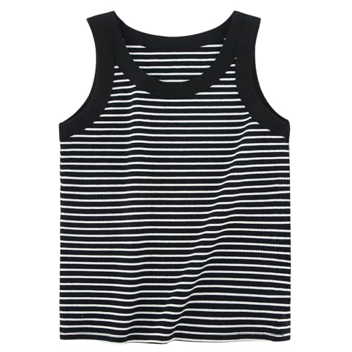 Image of Girls Tanks Tops Ribbed Sleeveless Summer Crop Tops for Kids 4Y-12Y