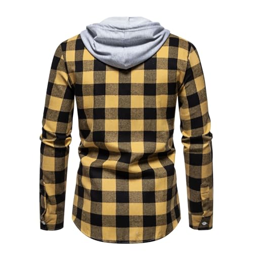 Mens Flannel Shirts Long Sleeve Plaid Lightweight Hooded Flannel Shirt Jacket Casual Button Down Fall Shacket3