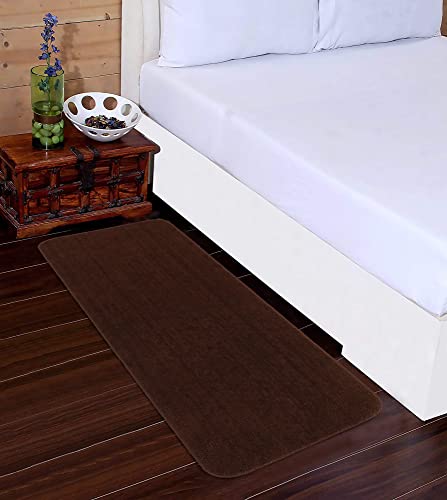 Image of THE HOME TALK Modern Polyester Area Rugs | Carpets for Living Room, Kitchen, Kid's Room, Bedroom | Microfiber Polyester Rugs | Shaggy Floor Carpet | Anti Skid Store (Dark Brown, 50 x 150 cm)