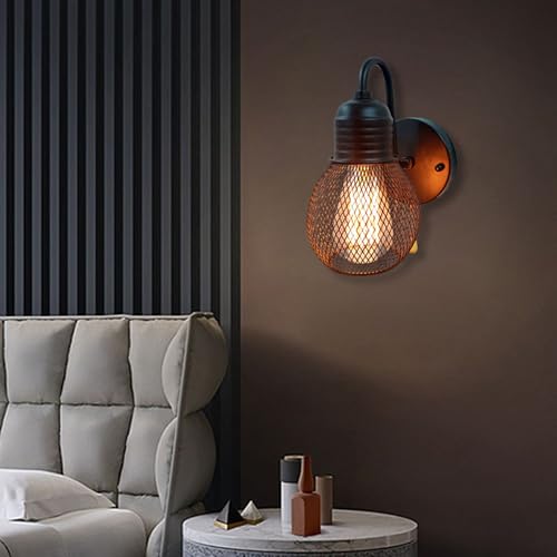 Aplique de pared vintage E27 industrial negro con tirador de cadena para sala de estar y salón 6
