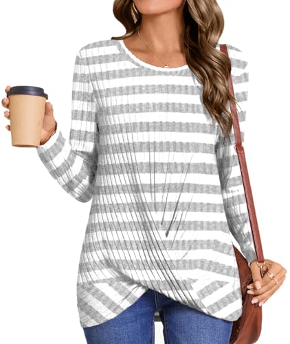 Image of HOTGIFT Women's Pullover Sweaters Winter Tunic Tops Long Sleeve Crewneck Shirts Casual Comfortable Blouse