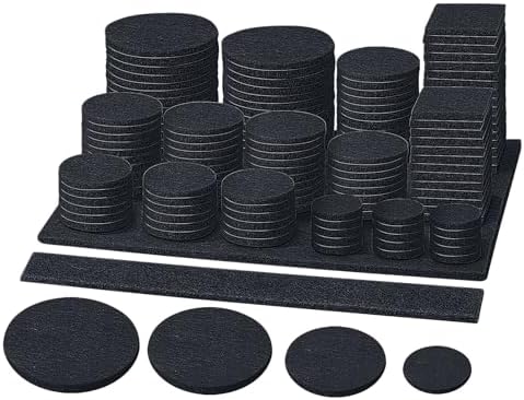 BALEINE 141PCS Felt Furniture Pads, Multi-Size Felt Pads for Chair Legs, Tables, Beds, Scratch-Reducing Floor Protectors for Hardwood Floors, Tile, Vinyl, and Laminate (141PCS, Black)