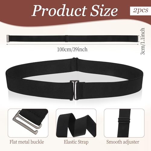 2PCS No Show Stretch Invisible Belt for Women Adjustable Elastic Belts Flat Buckle Waist Belts for Jeans Pants Dresses2